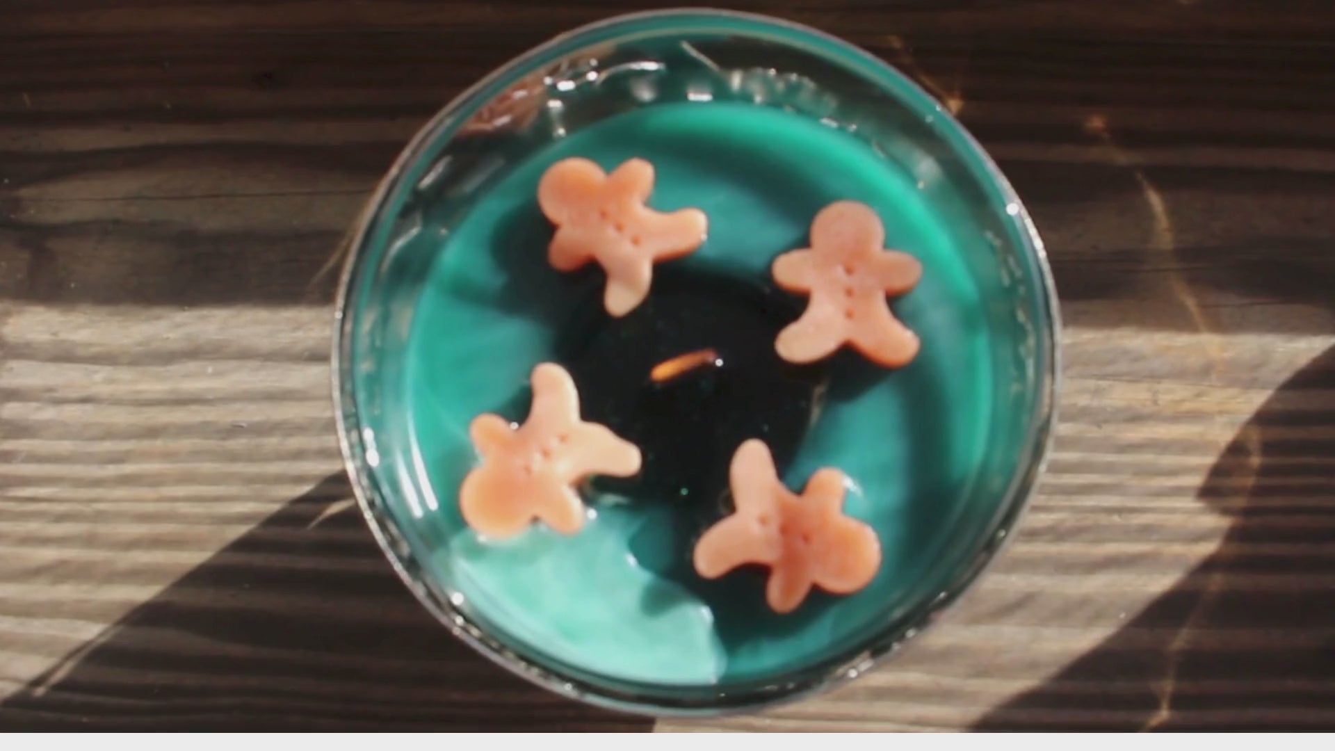 our reindeer cookies candle sits in the sunlight the wooden wick crackles as the green wax sparkles in the sunlight