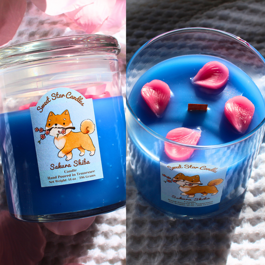 Crackling Wooden Wick Candle Sakura Shiba Scented | 14 oz