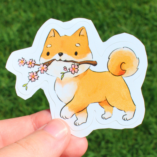 Sakura Shiba Sticker
