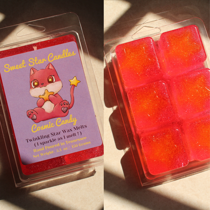 pink jelly wax melts in a packaging with a 'Sweet Star Candles' label  