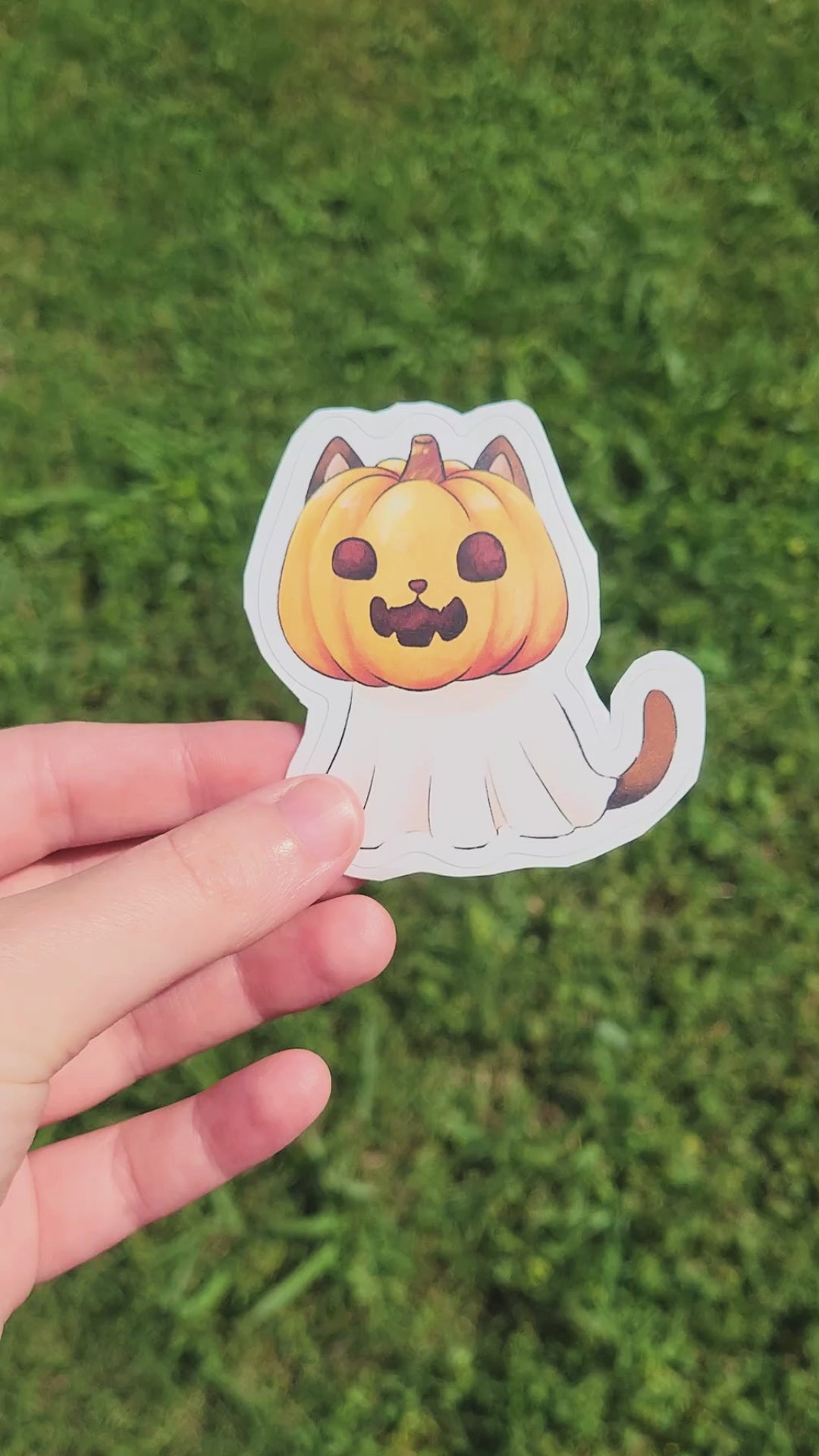 pumpkin ghost cat halloween sticker